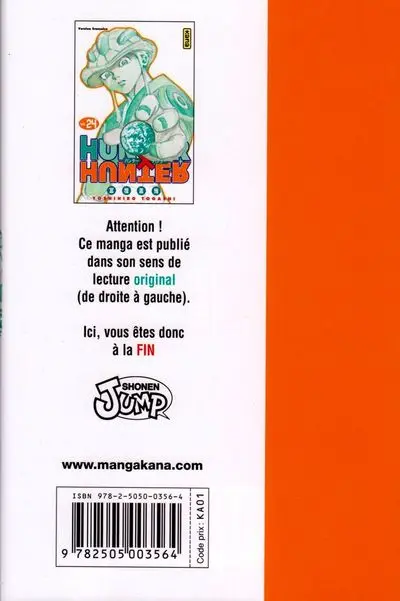 Verso de l'album Hunter X Hunter N° 24