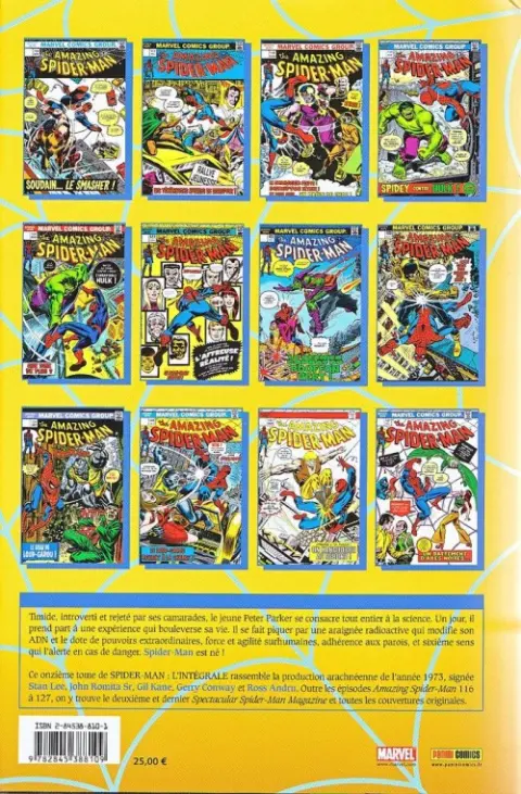 Verso de l'album Spider-Man - L'Intégrale Tome 11 1973