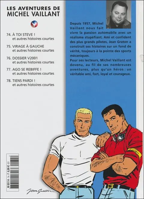 Verso de l'album Michel Vaillant La Collection Tome 74 À toi Steve ! et autres histoires courtes