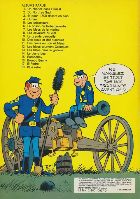 Verso de l'album Les Tuniques Bleues Tome 19 Le David