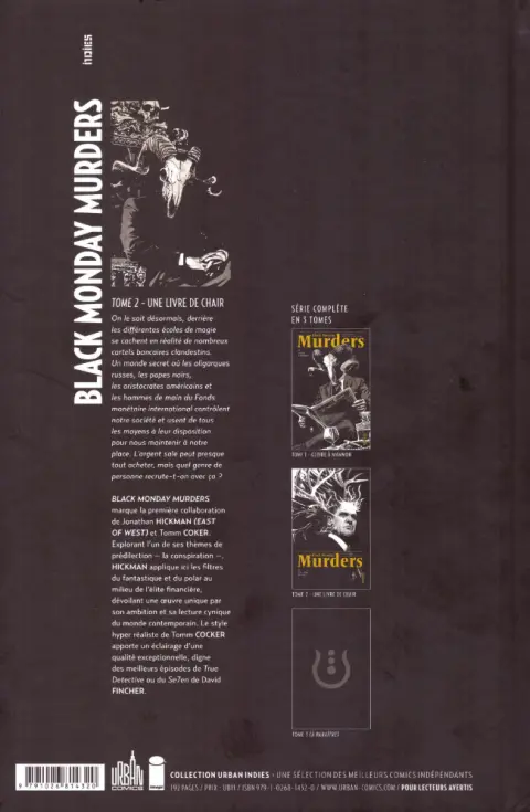Verso de l'album Black Monday Murders Tome 2 Une livre de chair