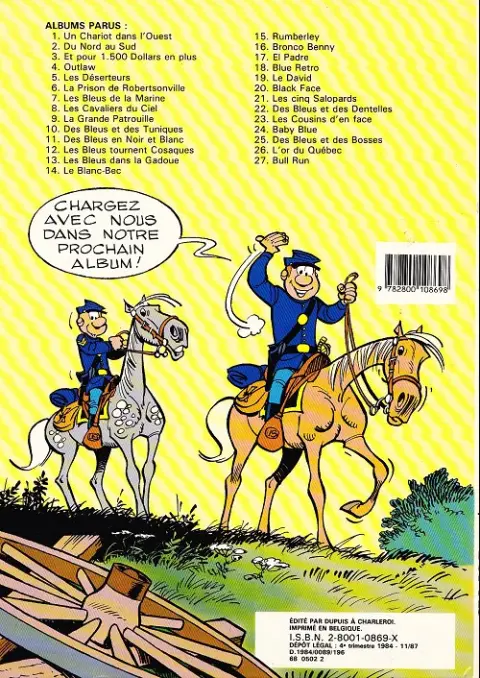 Verso de l'album Les Tuniques Bleues Tome 11 Des bleus en noir et blanc