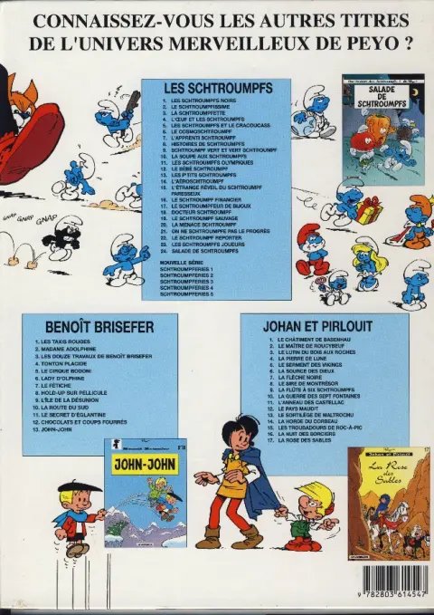 Verso de l'album Les Schtroumpfs Tome 16 Le schtroumpf financier