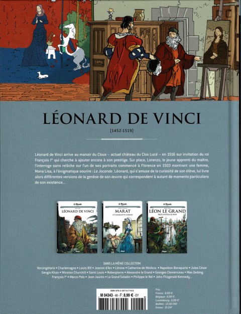 Verso de l'album Les grands personnages de l'Histoire en bandes dessinées Tome 48 Léonard de Vinci