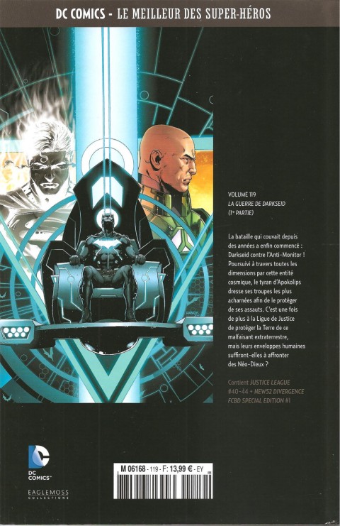 Verso de l'album DC Comics - Le Meilleur des Super-Héros Volume 119 Justice League - La Guerre de Darkseid 1re partie