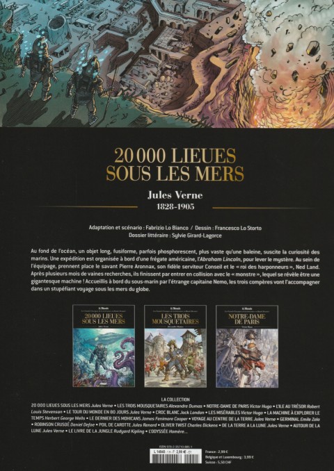 Verso de l'album Les Grands Classiques de la littérature en bande dessinée Tome 34 20 000 Lieues Sous les Mers