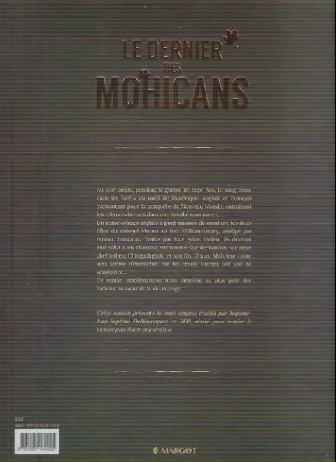 Verso de l'album Le dernier des mohicans