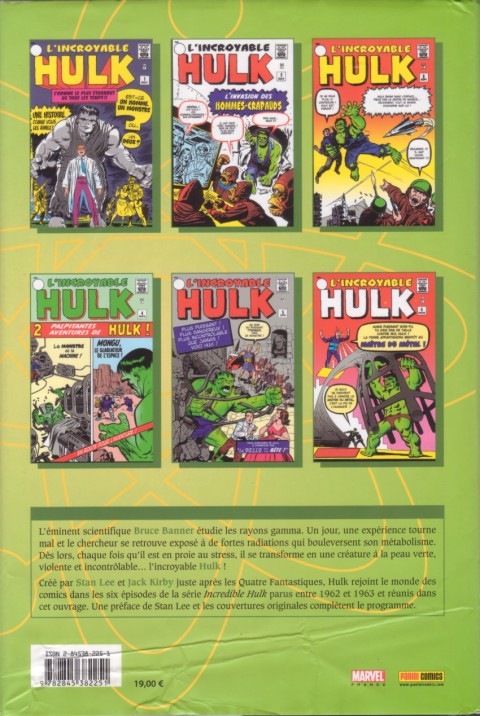 Verso de l'album Hulk - L'Intégrale Volume 1 1962-1963