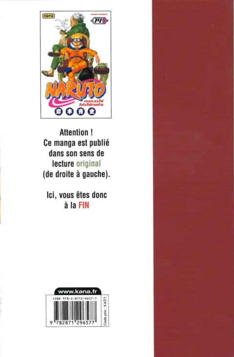 Verso de l'album Naruto 14 Hokage contre Hokage !!