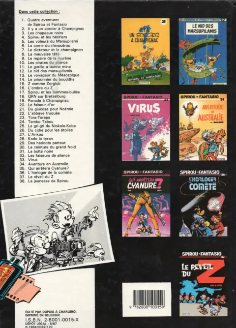 Verso de l'album Spirou et Fantasio Tome 13 Le voyageur du mézozoïque
