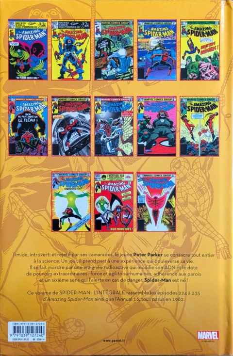 Verso de l'album Spider-Man - L'Intégrale Tome 20 1982