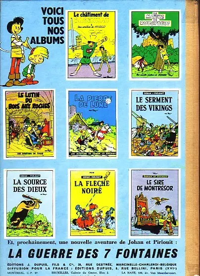 Verso de l'album Johan et Pirlouit Tome 9 La flûte à six schtroumpfs