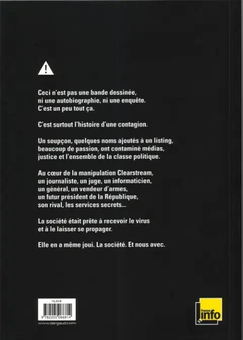 Verso de l'album L'Affaire des affaires Tome 3 Clearstream manipulation