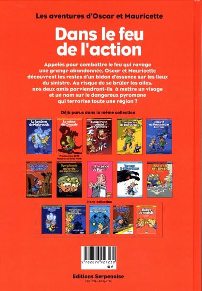 Verso de l'album Les aventures d'Oscar et Mauricette Tome 10 Dans le feu de l'action