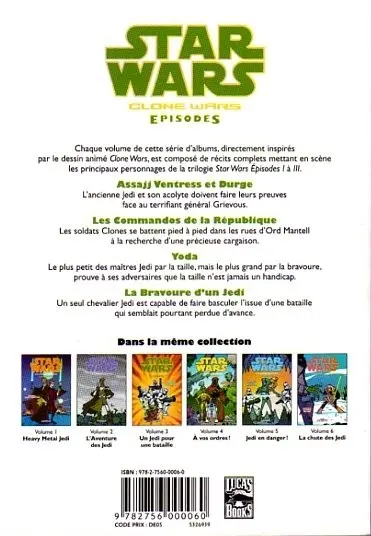 Verso de l'album Star Wars - Clone Wars Episodes Tome 3 Un Jedi pour une bataille