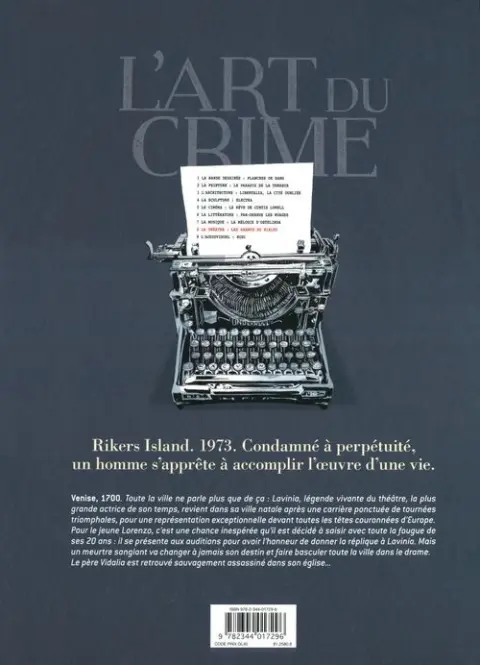 Verso de l'album L'Art du crime Tome 8 Les Amants du Rialto