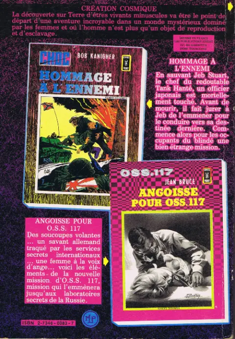 Verso de l'album Aventures fiction nº 6 et nº 7 Création cosmique 1 et 2