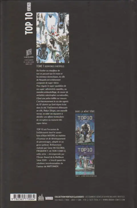 Verso de l'album Top 10 Urban Comics Tome 1 Bienvenue à Neopolis