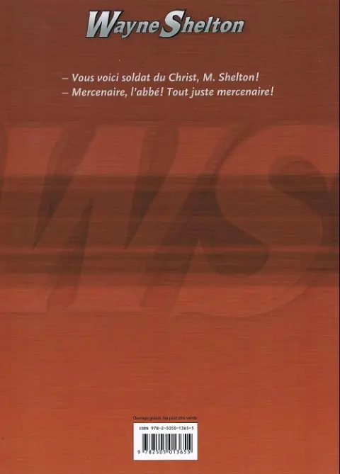 Verso de l'album Wayne Shelton Tome 7 La lance de longinus