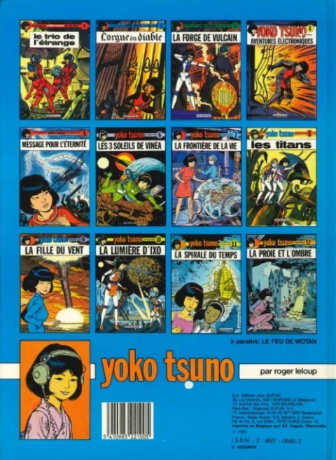 Verso de l'album Yoko Tsuno Tome 1 Le trio de l'étrange