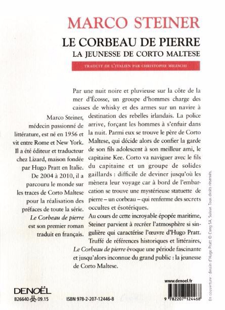 Verso de l'album Le corbeau de pierre, la jeunesse de Corto Maltese