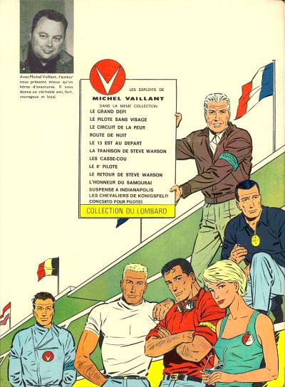 Verso de l'album Michel Vaillant Tome 14 Mach 1 pour Steve Warson