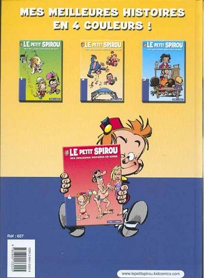 Verso de l'album Le Petit Spirou Albums publicitaires pour Shell Mes meilleures histoires en jaune