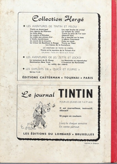Verso de l'album Tintin Tome 67