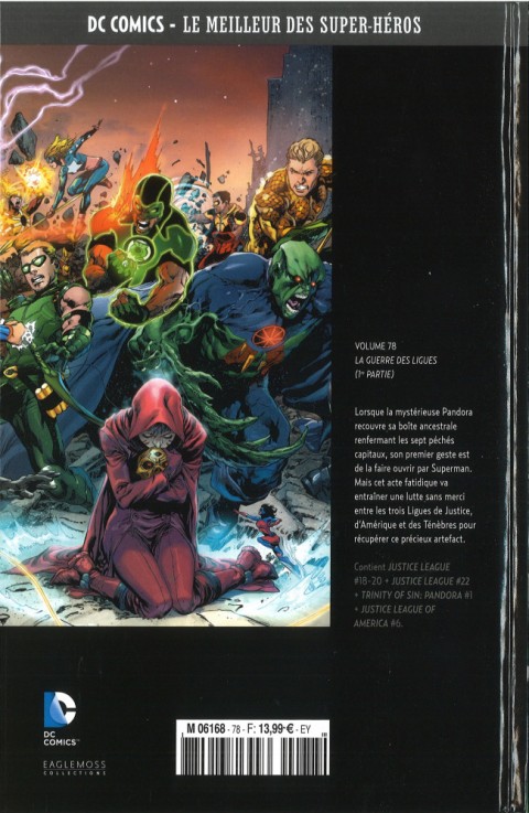 Verso de l'album DC Comics - Le Meilleur des Super-Héros Volume 78 Justice League - La Guerre des Ligues (1re Partie)