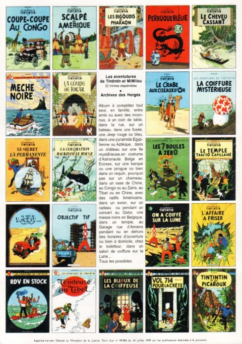 Verso de l'album Tintin Les coiffures de Tintintin - Le Micro salon de coiffures