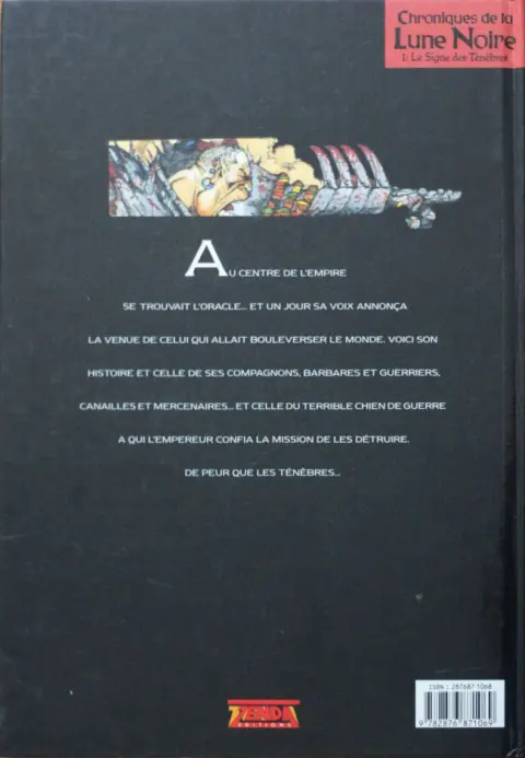 Verso de l'album Chroniques de la Lune Noire Tome 1 Le Signe des Ténèbres