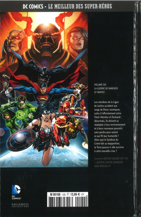 Verso de l'album DC Comics - Le Meilleur des Super-Héros Volume 120 Justice League - La Guerre de Darkseid 2e partie