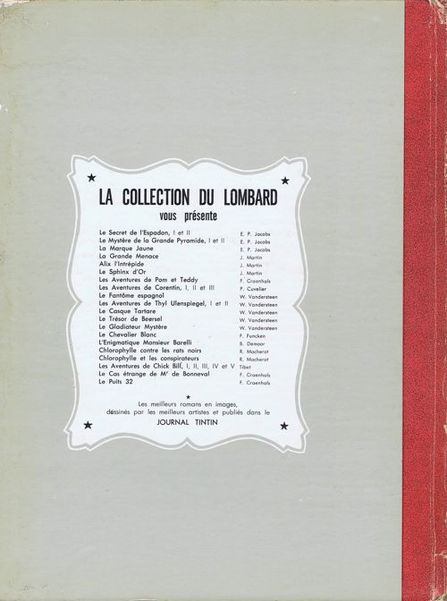 Verso de l'album Le Chevalier blanc Tome 1