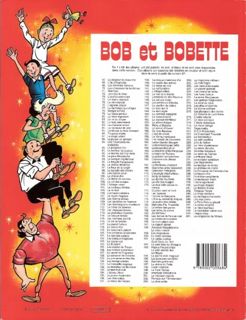 Verso de l'album Bob et Bobette Tome 112 Les masques blancs