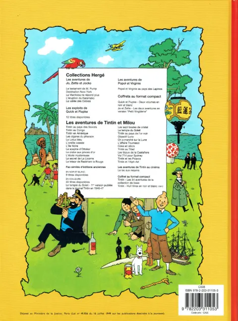 Verso de l'album Les Aventures de Jo, Zette et Jocko Tome 5 La vallée des cobras