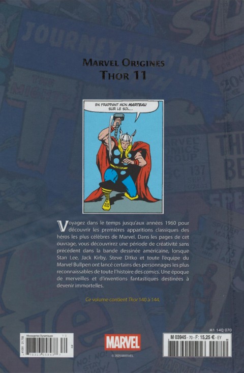 Verso de l'album Marvel Origines N° 70 Thor 11 (1967)