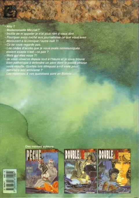 Verso de l'album Double JE Tome 1