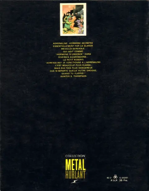 Verso de l'album Adrénaline