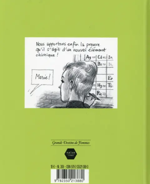Verso de l'album Marie Curie