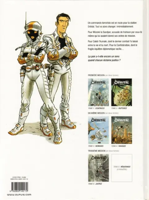 Verso de l'album Orbital Tome 5 Justice