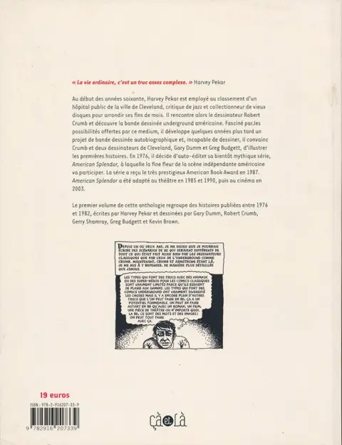 Verso de l'album American Splendor Volume 1 Anthologie