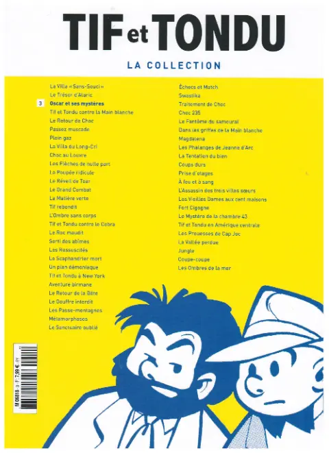 Verso de l'album Tif et Tondu La collection Tome 3 Oscar et ses mystères