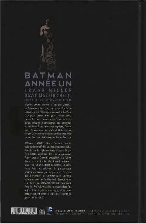 Verso de l'album Batman : Année un