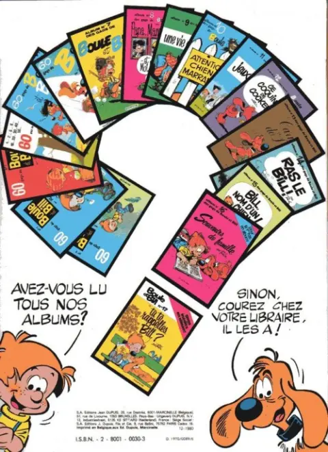 Verso de l'album Boule & Bill Tome 1 60 gags de Boule et Bill