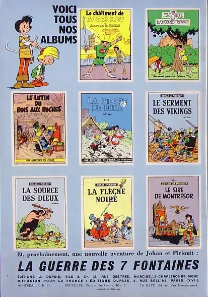 Verso de l'album Johan et Pirlouit Tome 9 La flûte à six schtroumpfs