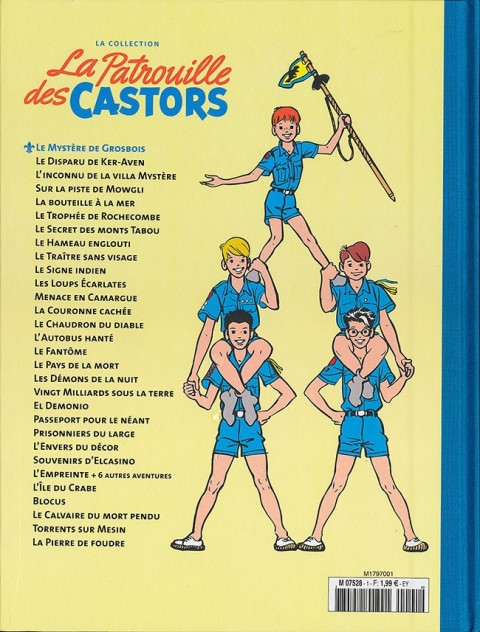 Verso de l'album La Patrouille des Castors La collection - Hachette Tome 1 Le mystère de Grosbois