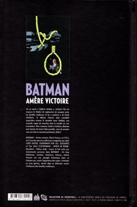 Verso de l'album Batman : Dark Victory Amère victoire