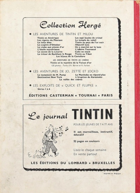 Verso de l'album Tintin Tome 68