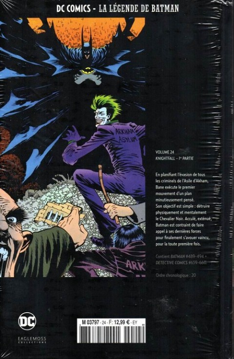 Verso de l'album DC Comics - La Légende de Batman Volume 24 Knightfall - 1re partie