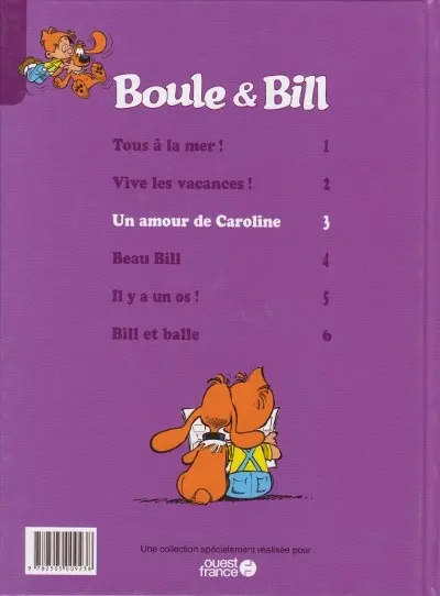 Verso de l'album Boule & Bill Tome 3 Un amour de Caroline